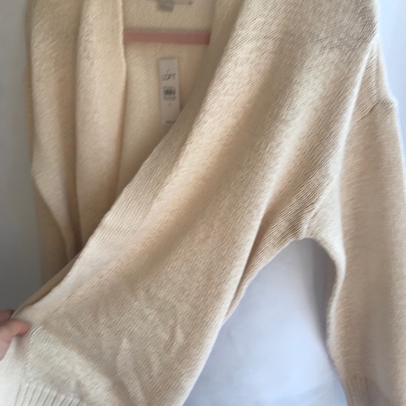 Loft Knit Rib Trim Open Cardigan Popcorn - Picture 7 of 7